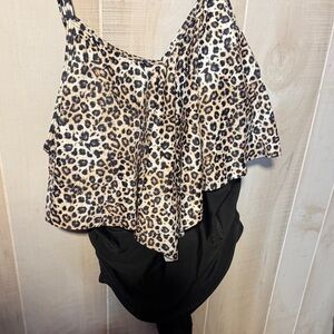 Leopard Print Ruffle Bodysuit